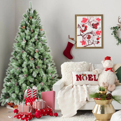 Pine cone artificial Christmas tree in a holiday room