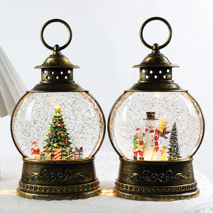 Tree and snowman lantern designs on white background