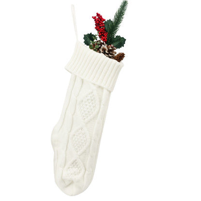 Close view of cream knit stocking texture