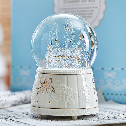 White carousel snow globe